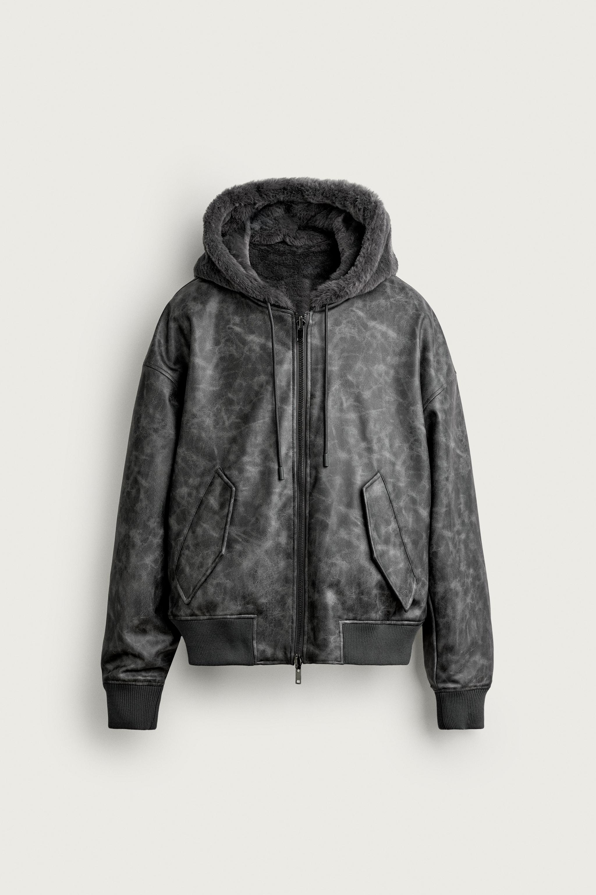 FAUX SHEARLING REVERSIBLE BOMBER JACKET